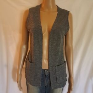 Vtg 70's Heathered Gray Open Face Unisex Long Vest sm/med